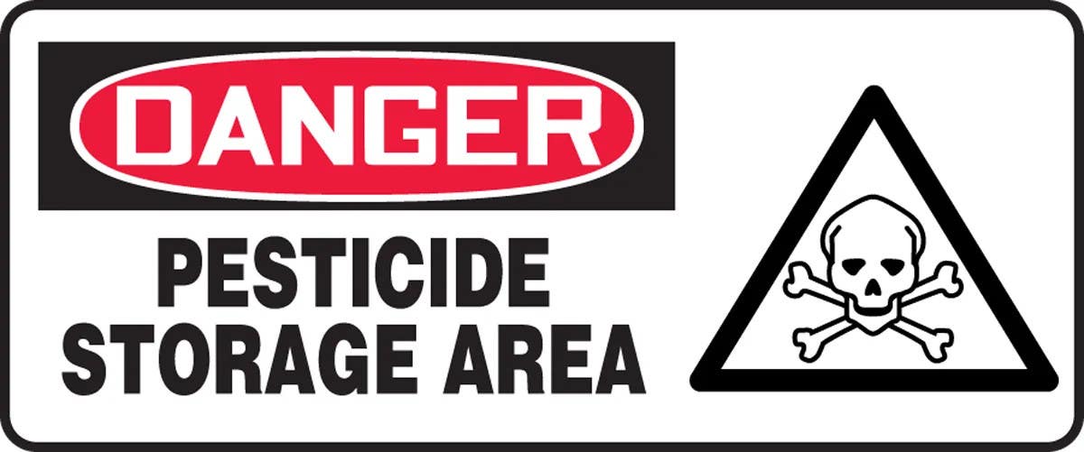AccuformNMC MCAW023 OSHA Danger Safety Sign, Pesticide Storage Area, 7" H x 17" W