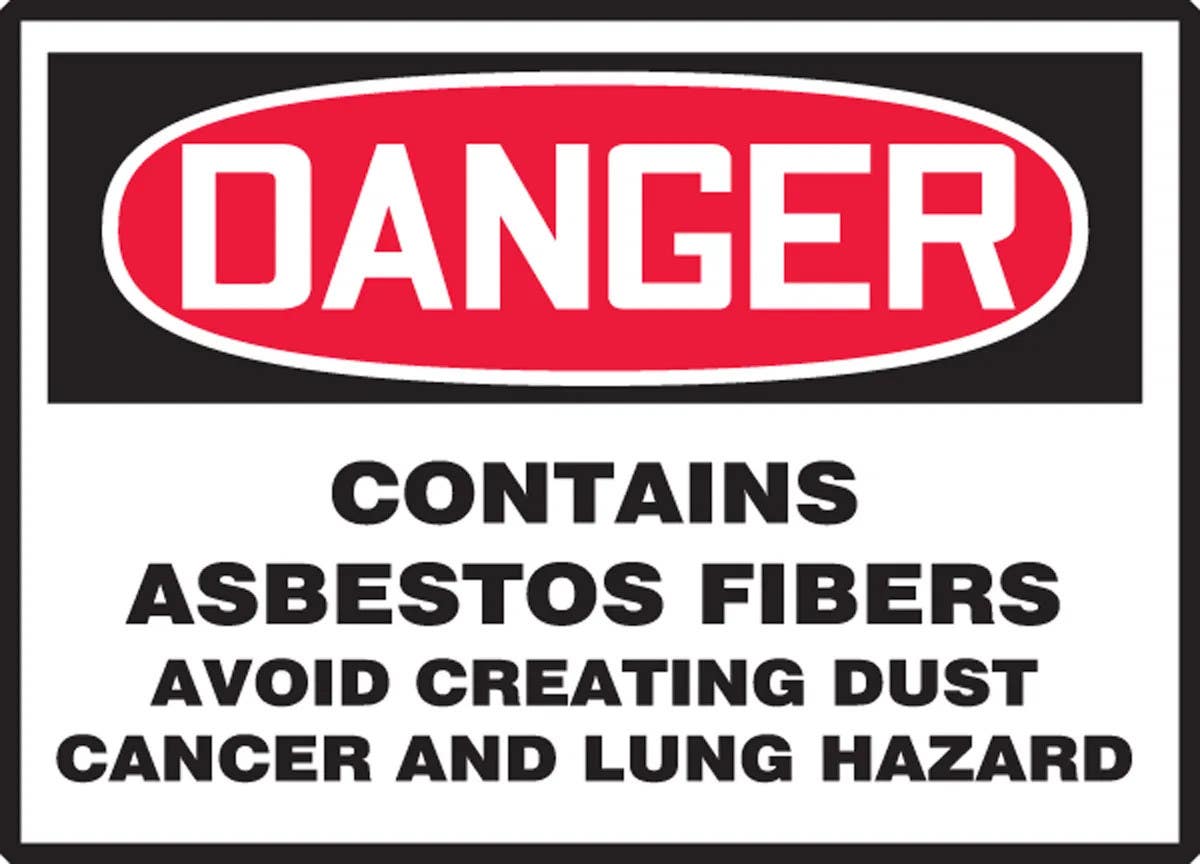 AccuformNMC MCAW OSHA Danger Safety Sign, Contains Asbestos Fibers, Avoid Creating Dust, Cancer And Lung Hazard
