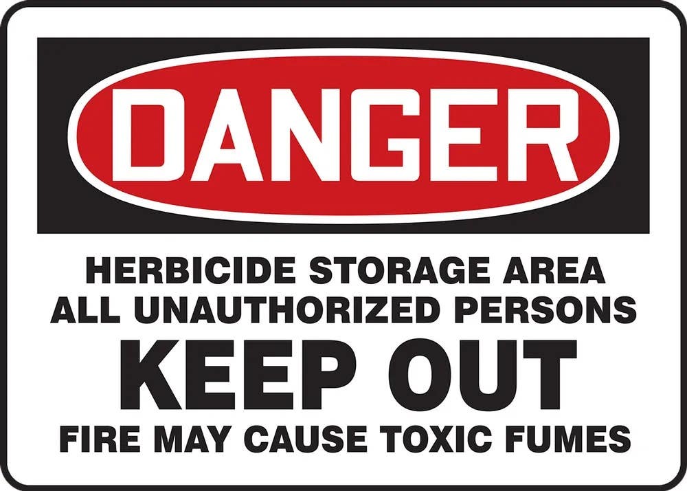 AccuformNMC MCAW038 OSHA Danger Safety Sign, Herbicide Storage Area, All Unauthorized Persons Keep Out…, 10" H x 14" W