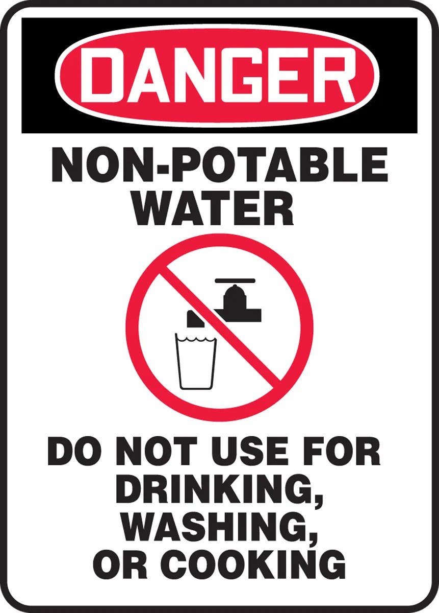 AccuformNMC MCAW105 OSHA Danger Safety Sign, Non-Potable Water, Do Not Use For Drinking, Washing..., 14" H x 10" W