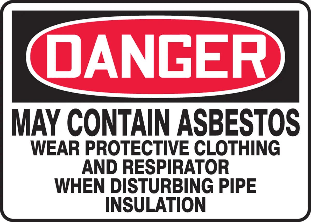 AccuformNMC MCAW106 OSHA Danger Safety Sign, May Contain Asbestos, 10" H x 14" W