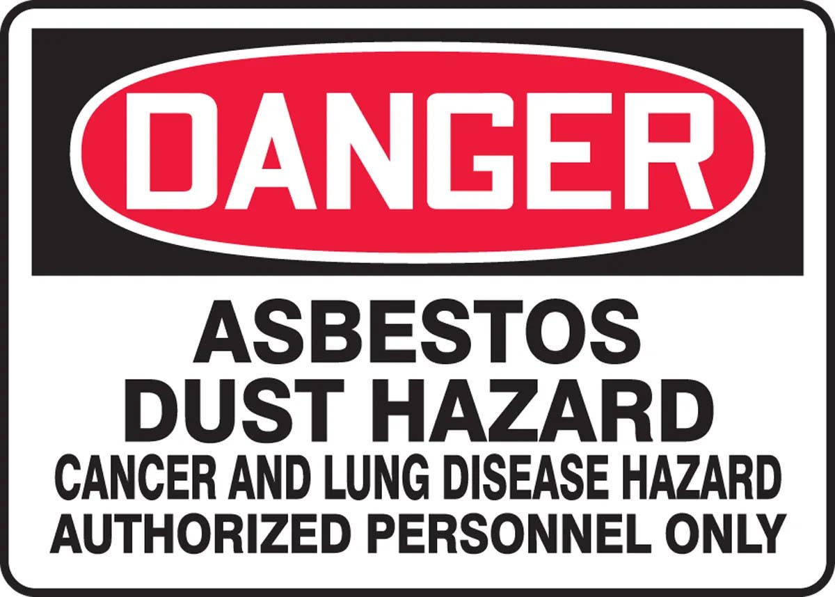 AccuformNMC MCAW108 OSHA Danger Safety Sign, Asbestos Dust Hazard, Cancer And Lung Disease Hazard..., 10" H x 14" W