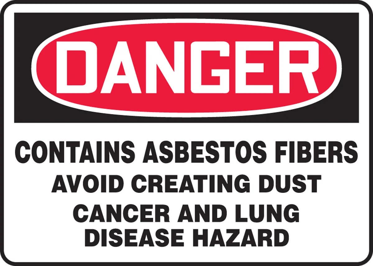 AccuformNMC MCAW110 OSHA Danger Safety Sign, Contains Asbestos Fibers, 10" H x 14" W
