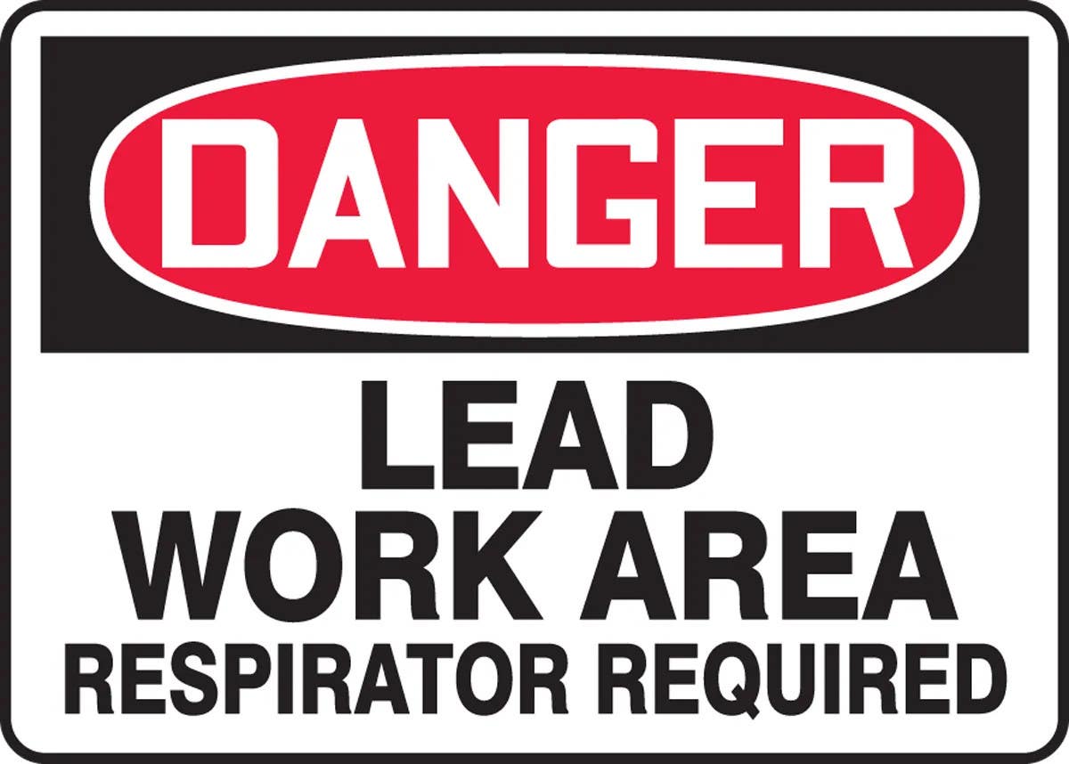 AccuformNMC MCAW121 OSHA Danger Safety Sign, Lead Work Area, Respirator Required, 10" H x 14" W