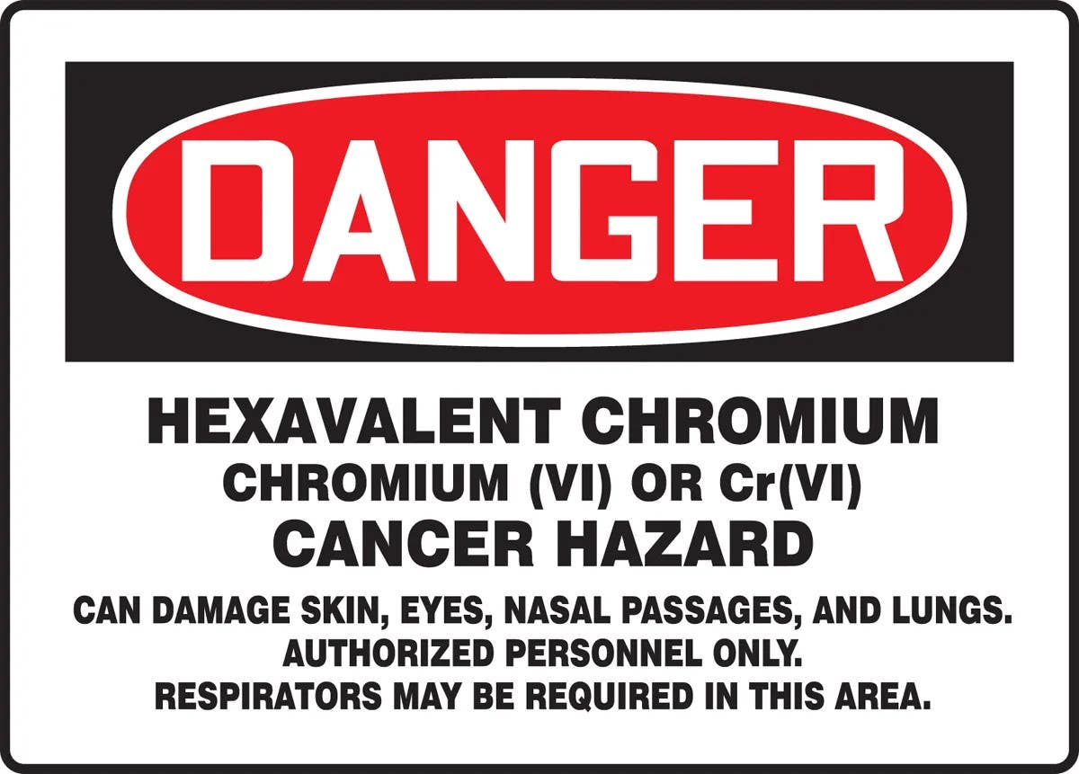 AccuformNMC MCAW12 OSHA Danger Hazardous Chemical Sign, Hexavalent Chromium