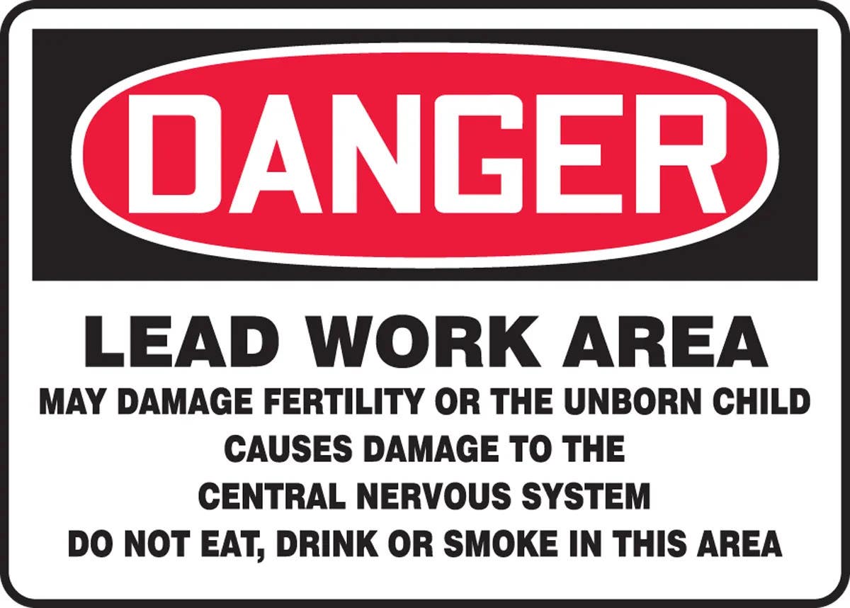 AccuformNMC MCAW18 OSHA Danger Safety Sign, Lead Work Area, May Damage Fertility Or The Unborn Child