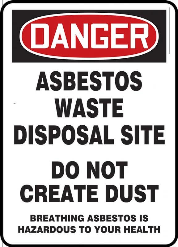 AccuformNMC MCAW195 OSHA Danger Sign, Asbestos Waste Disposal Site Do Not Create Dust Breathing Asbestos..., 20" H x 14" W