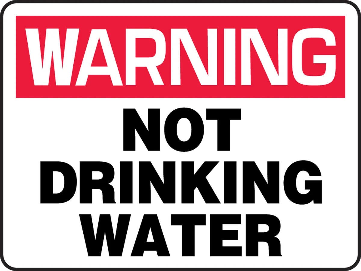 AccuformNMC MCAW307 Warning Safety Sign, Not Drinking Water, 10" H x 14" W