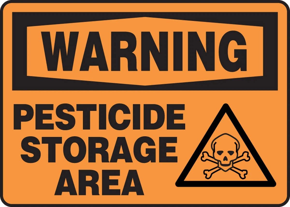 AccuformNMC MCAW315 OSHA Warning Safety Sign, Pesticide Storage Area, 10" H x 14" W