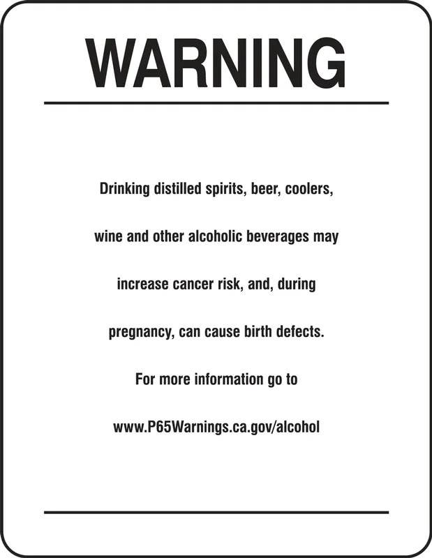 AccuformNMC MCAW343 Prop 65 Alcoholic Beverage Exposure Warning Safety Sign, Reproductive Harm, 11" H x 8.5" W