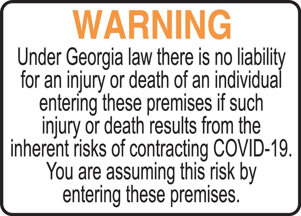 AccuformNMC MCAW384XV Safety Sign, Warning Under Georgia Law There Is No Liability For An Injury or Death…, 12" H x 18" W