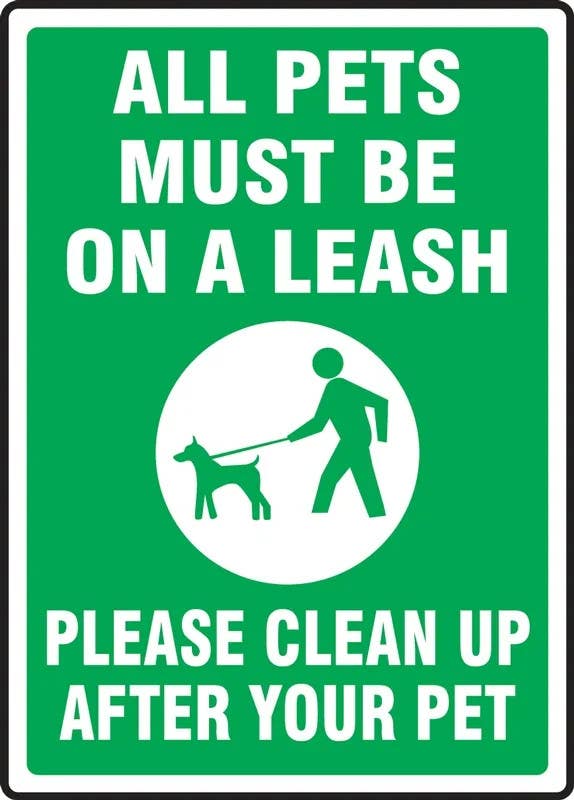 AccuformNMC MCAW56 Pet Sign, All Pets Must Be On A Leash, Please Clean Up After Your Pet