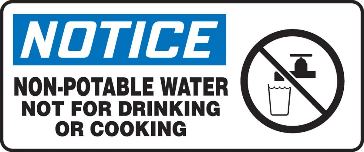 AccuformNMC MCAW803 OSHA Notice Safety Sign, Non-Potable Water, Not For Drinking Or Cooking, 7" H x 17" W