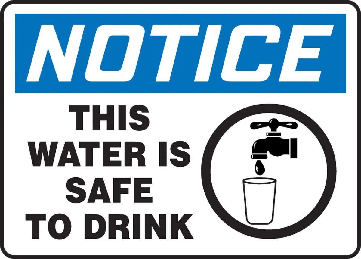 AccuformNMC MCAW804 OSHA Notice Safety Sign, This Water Is Safe To Drink, 10" H x 14" W