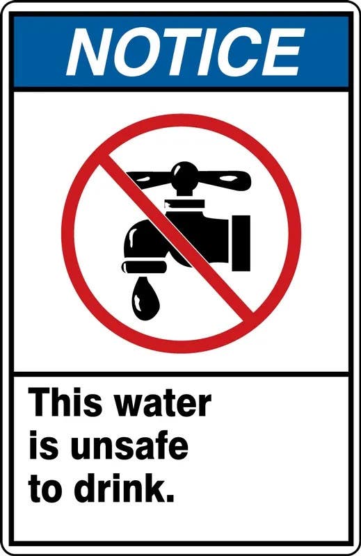 AccuformNMC MRAW8 ANSI Notice Safety Sign, This Water Is Unsafe To Drink