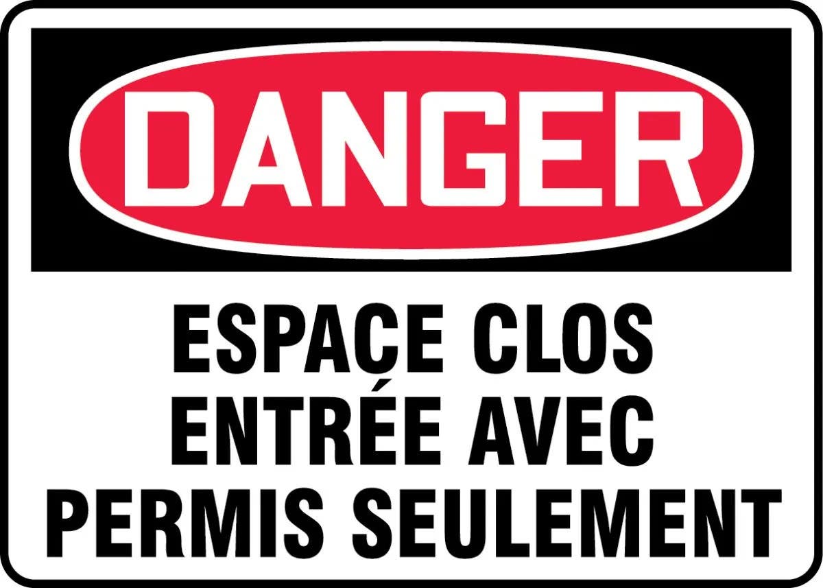 AccuformNMC MCCS11 French Confined Space Sign