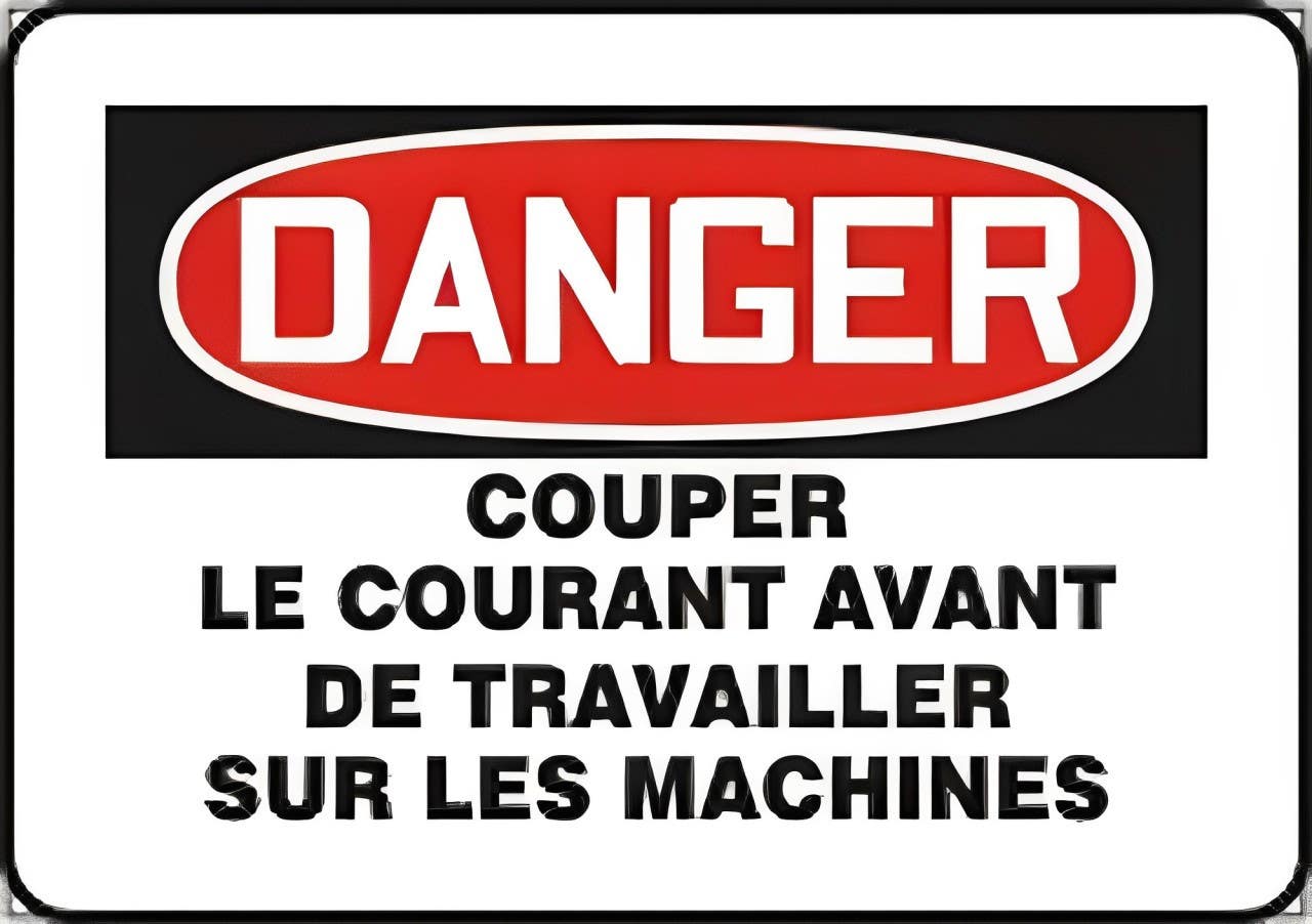 AccuformNMC MCEQ149 French Equipment Sign, 7" H x 10" W