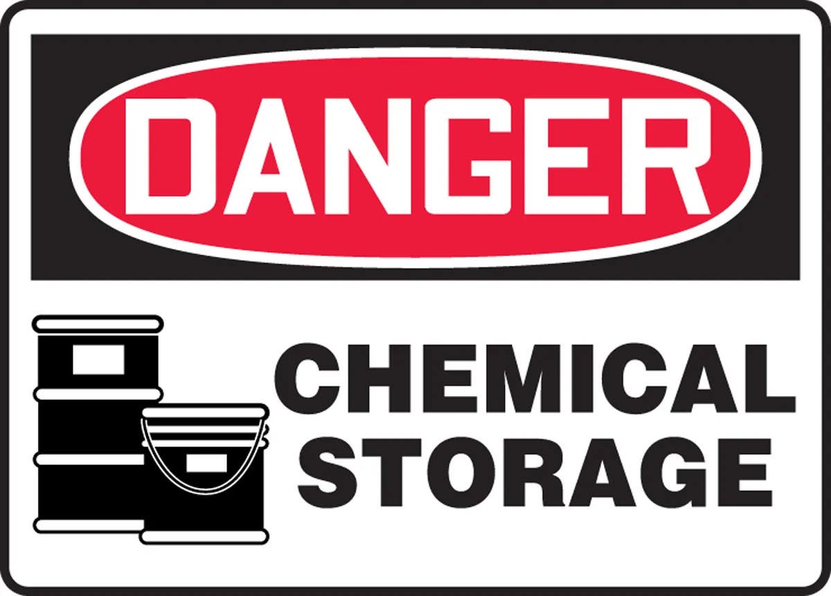 AccuformNMC MCHG021 OSHA Danger Safety Sign, Chemical Storage, 10" H x 14" W