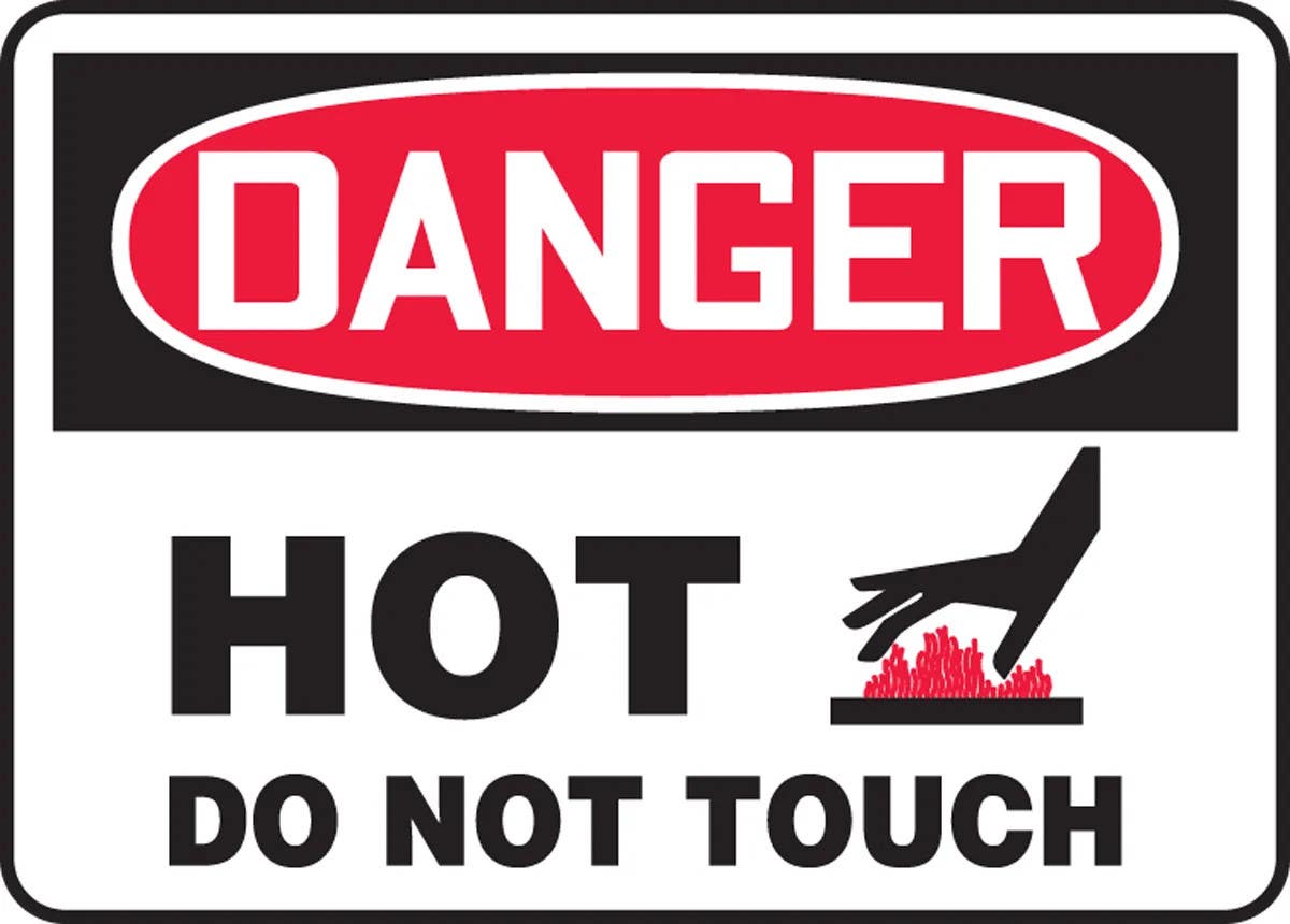 AccuformNMC MCHG036 OSHA Danger Safety Sign, Hot Do Not Touch, 10" H x 14" W