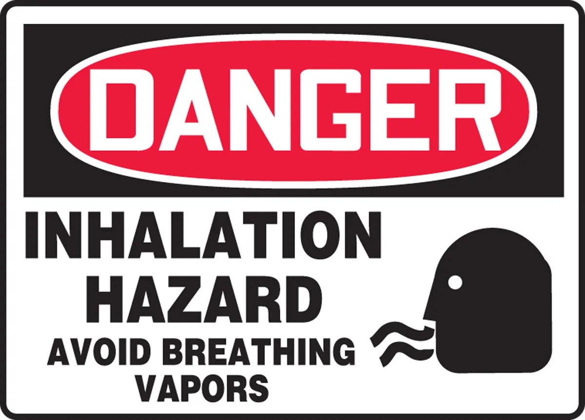 AccuformNMC MCHG037 OSHA Danger Safety Sign, Inhalation Hazard Avoid Breathing Vapors, 10" H x 14" W