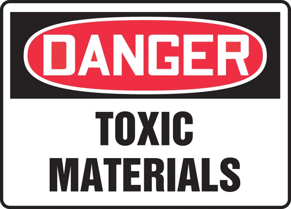 AccuformNMC MCHG043 OSHA Danger Safety Sign, Toxic Materials, 10" H x 14" W