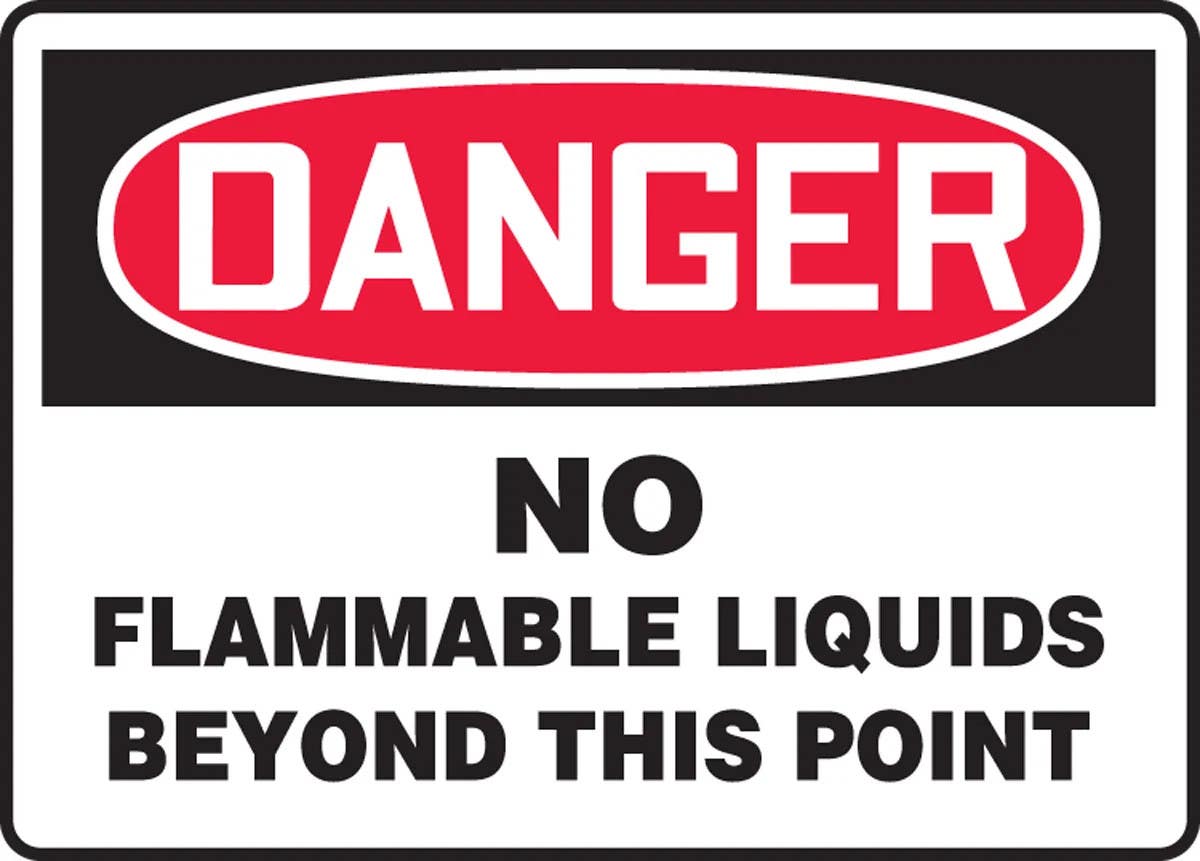 AccuformNMC MCHG072 OSHA Danger Safety Sign, No Flammable Liquids Beyond This Point, 10" H x 14" W