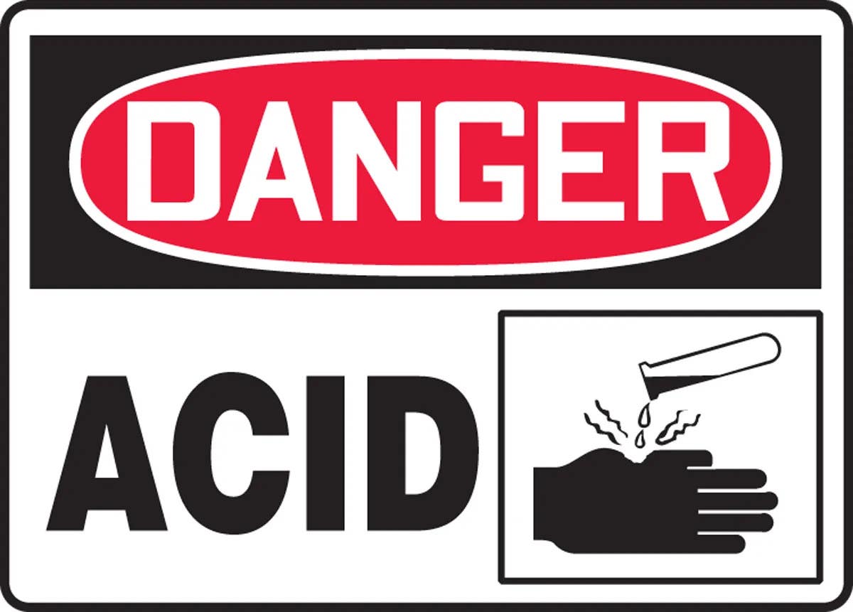 AccuformNMC MCHG075 OSHA Danger Safety Sign, Acid, 10" H x 14" W