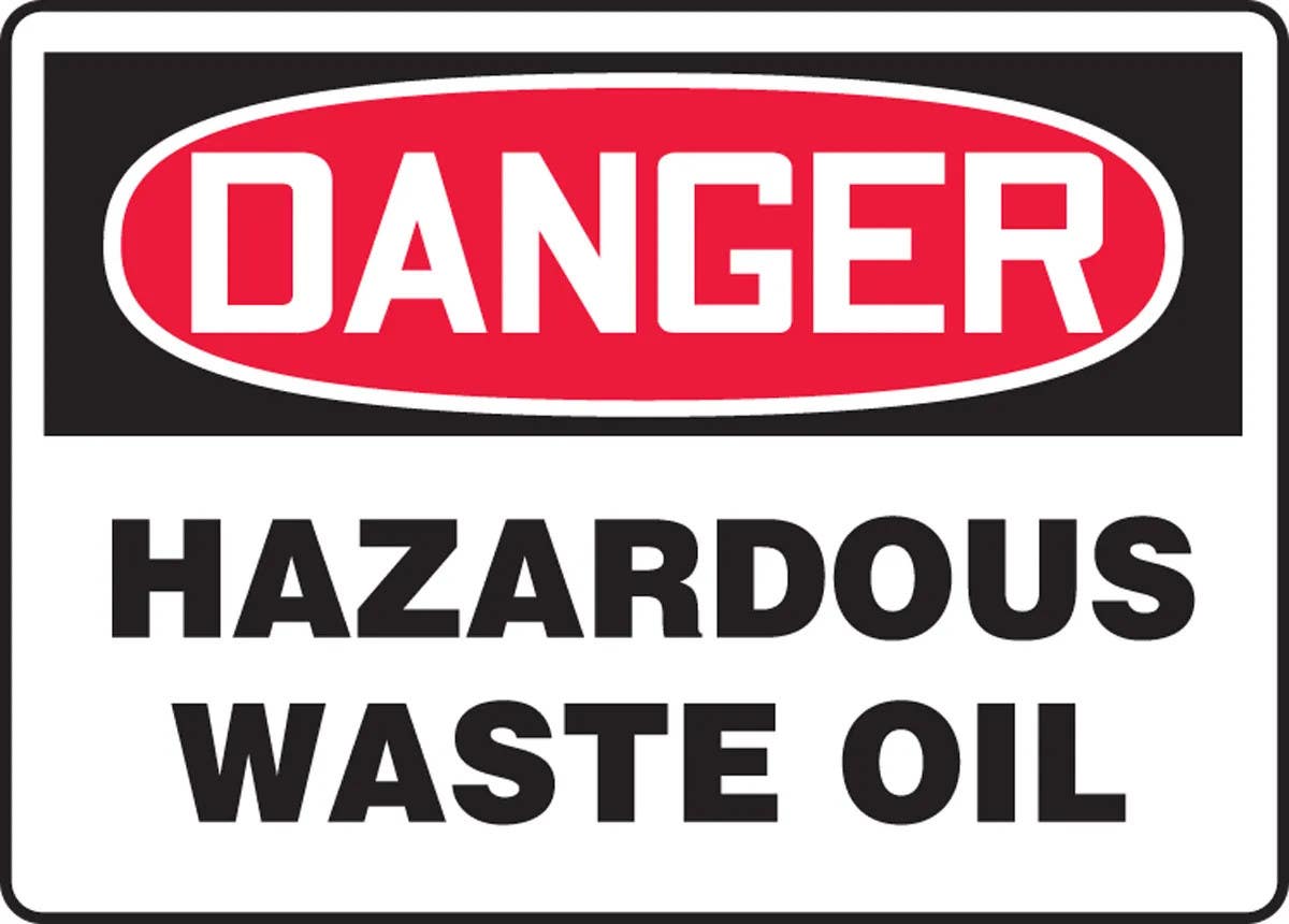 AccuformNMC MCHG091 OSHA Danger Safety Sign, Hazardous Waste Oil, 10" H x 14" W