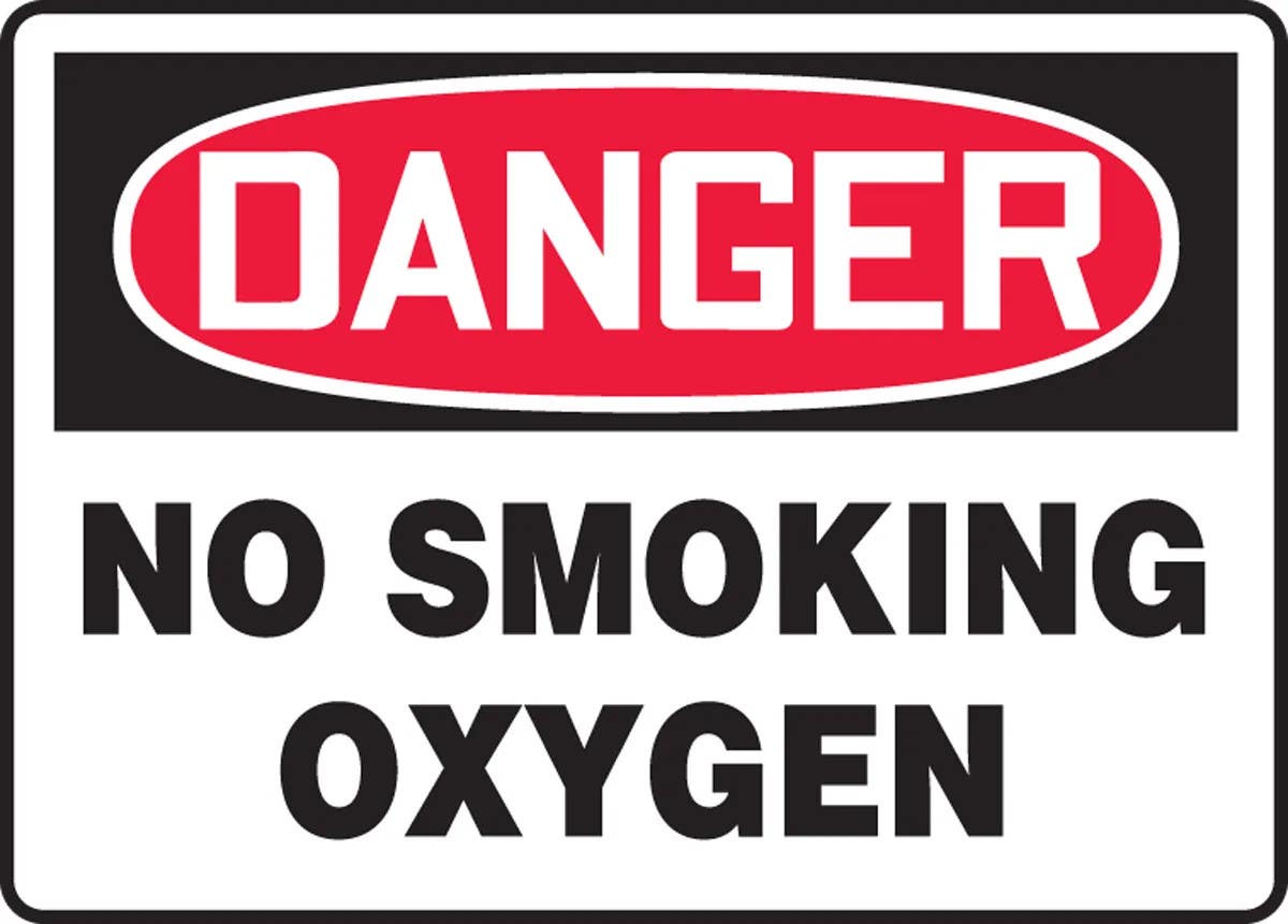 AccuformNMC MCHG095 OSHA Danger Safety Sign, No Smoking, Oxygen, 10" H x 14" W
