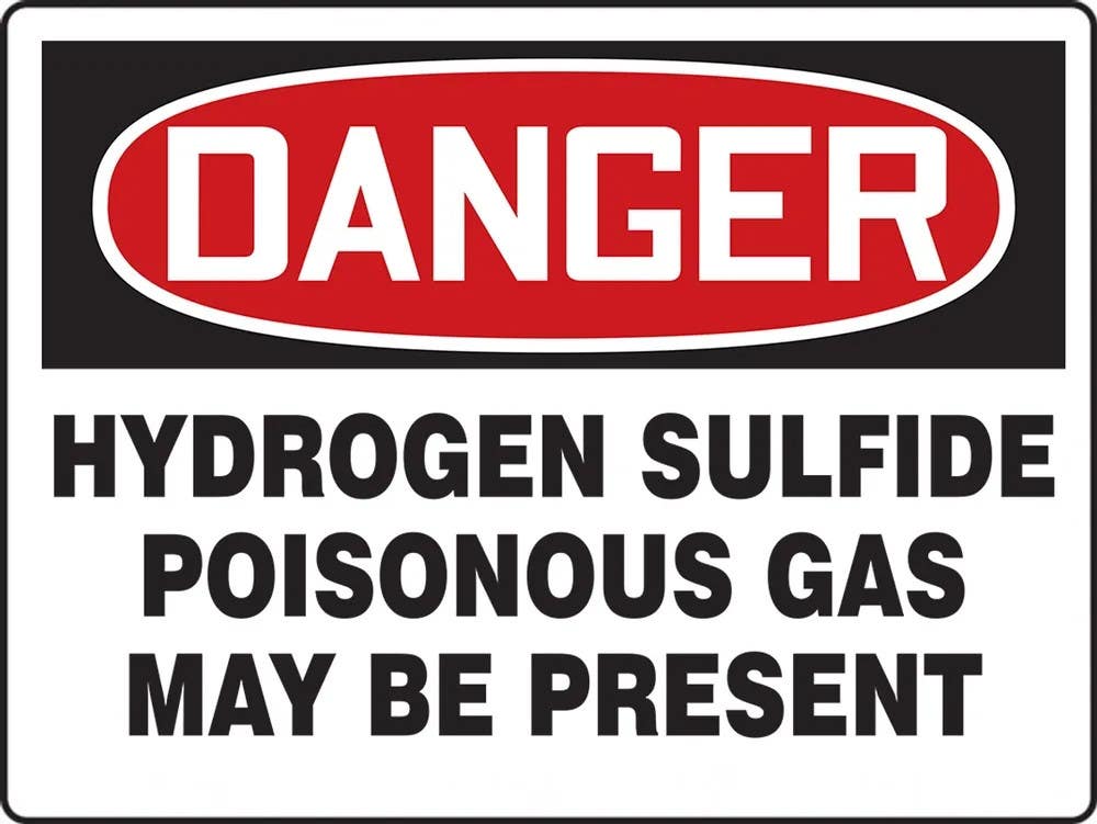 AccuformNMC MCHG12 OSHA Danger Safety Sign, Hydrogen Sulfide Poisonous Gas May Be Present