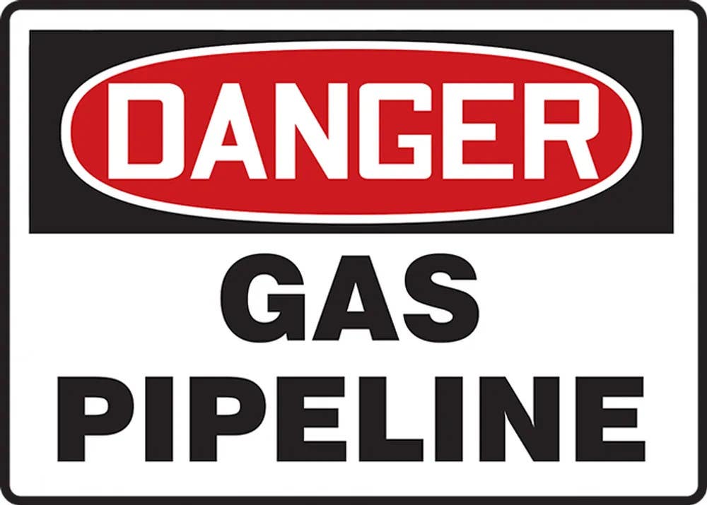 AccuformNMC MCHG13 OSHA Danger Safety Sign, Gas Pipeline