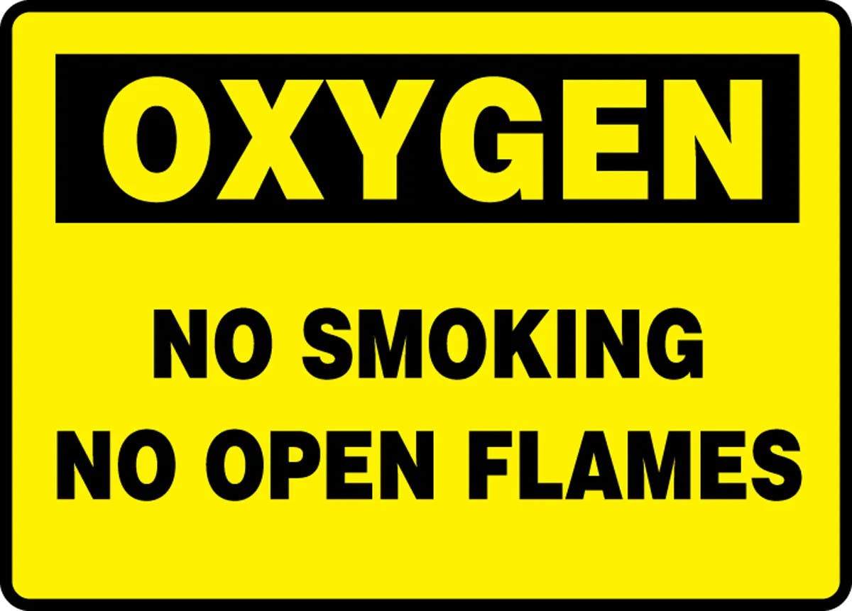 AccuformNMC MCHL Oxygen Safety Sign, No Smoking No Open Flames