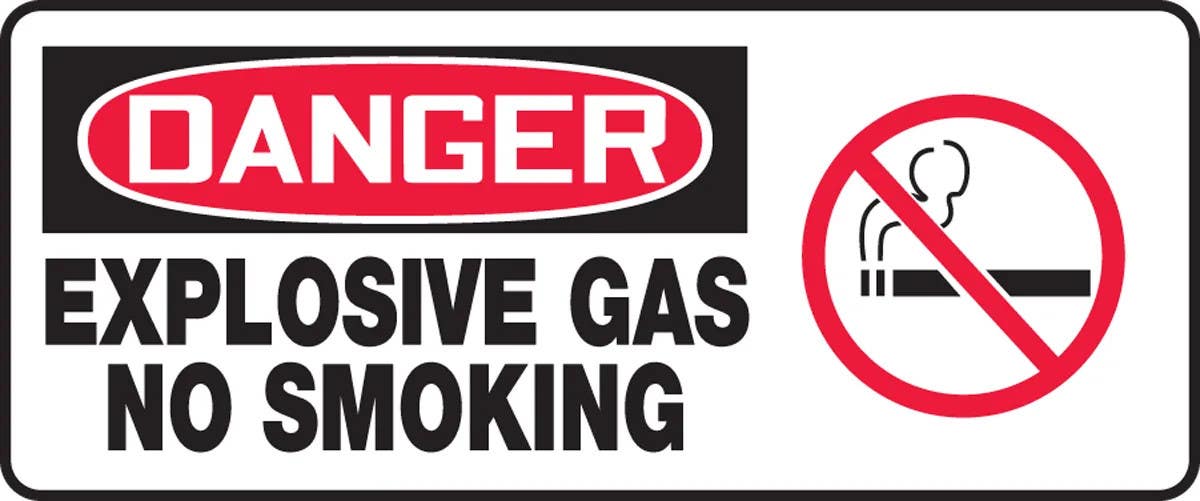 AccuformNMC MCHL033 OSHA Danger Safety Sign, Explosive Gas, No Smoking, 7" H x 17" W