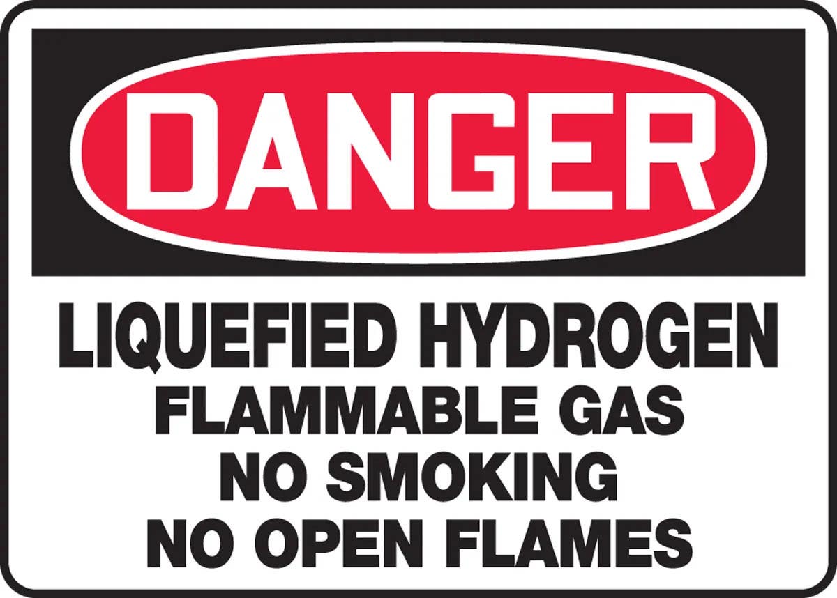 AccuformNMC MCHL041 OSHA Danger Safety Sign, Liquefied Hydrogen, Flammable Gas, No Smoking..., 10" H x 14" W