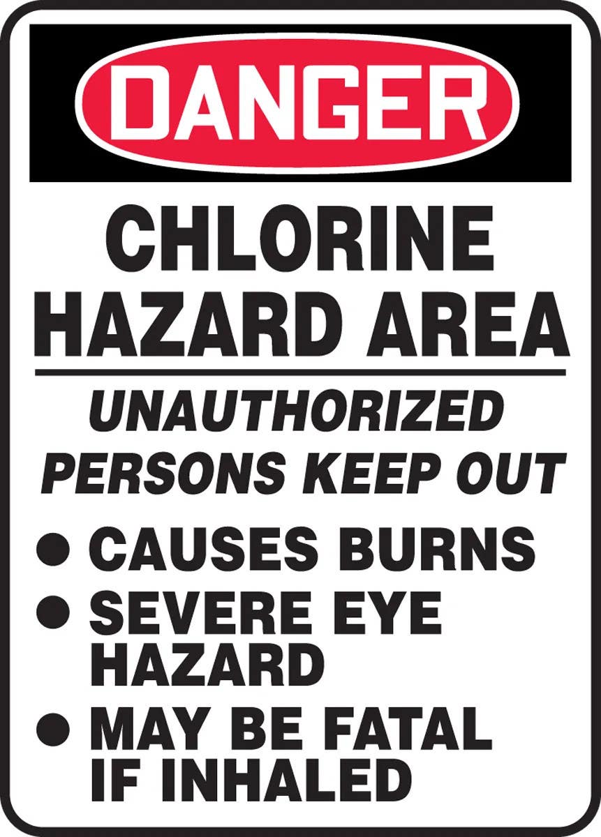 AccuformNMC MCHL058 OSHA Danger Safety Sign, Chlorine Hazard Area, Unauthorized Persons Keep Out…, 14" H x 10" W