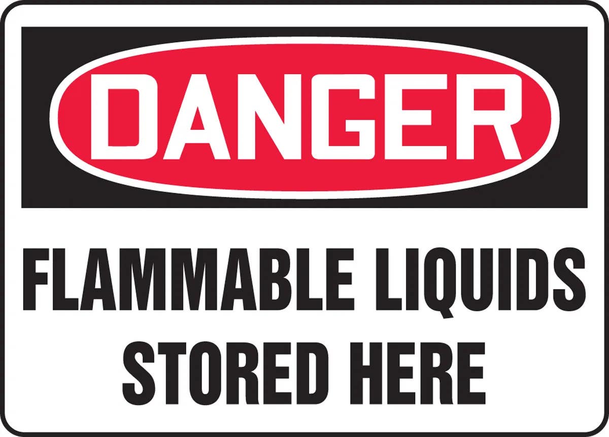 AccuformNMC MCHL062 OSHA Danger Safety Sign, Flammable Liquids Stored Here, 10" H x 14" W