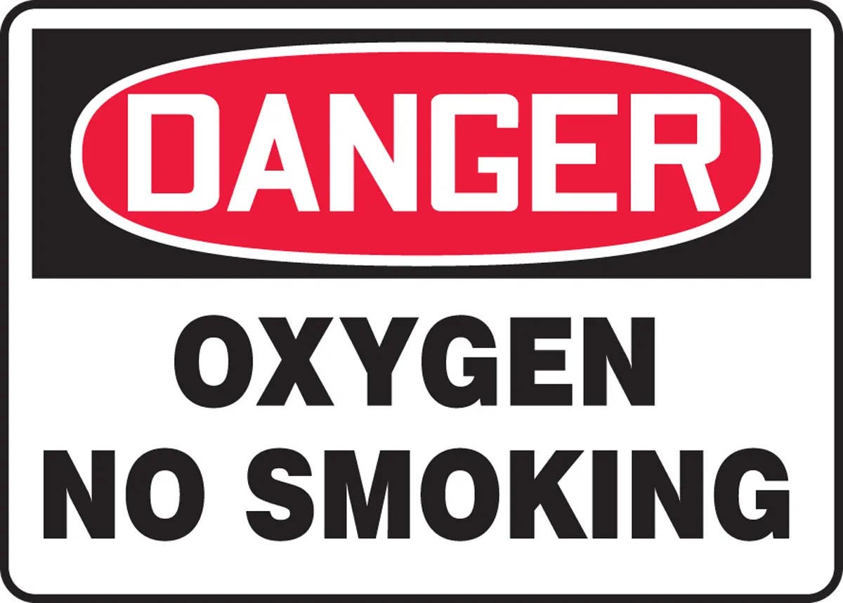 AccuformNMC MCHL07 OSHA Danger Safety Sign, Oxygen, No Smoking