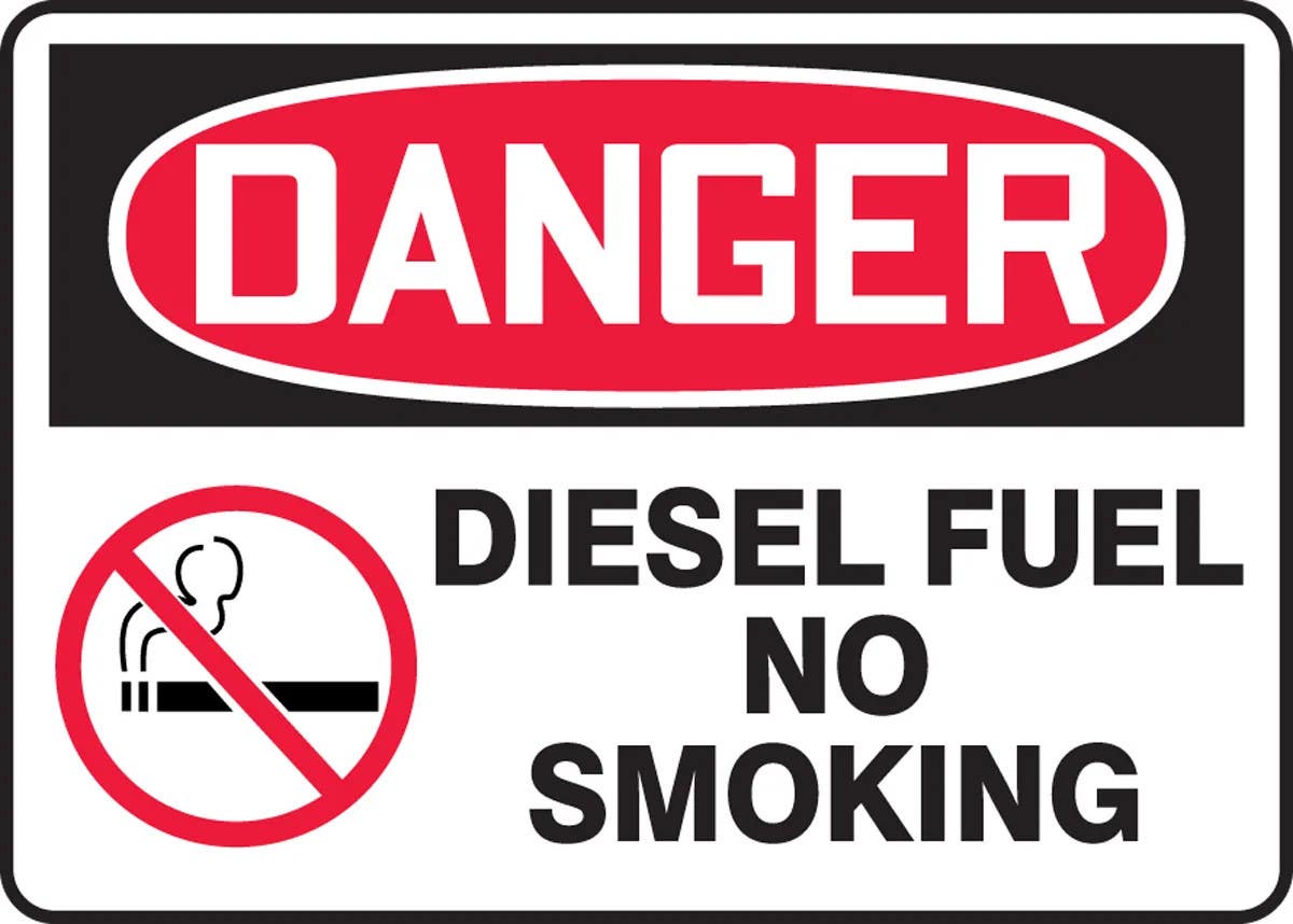 AccuformNMC MCHL106 OSHA Danger Safety Sign, Diesel Fuel, No Smoking, 10" H x 14" W