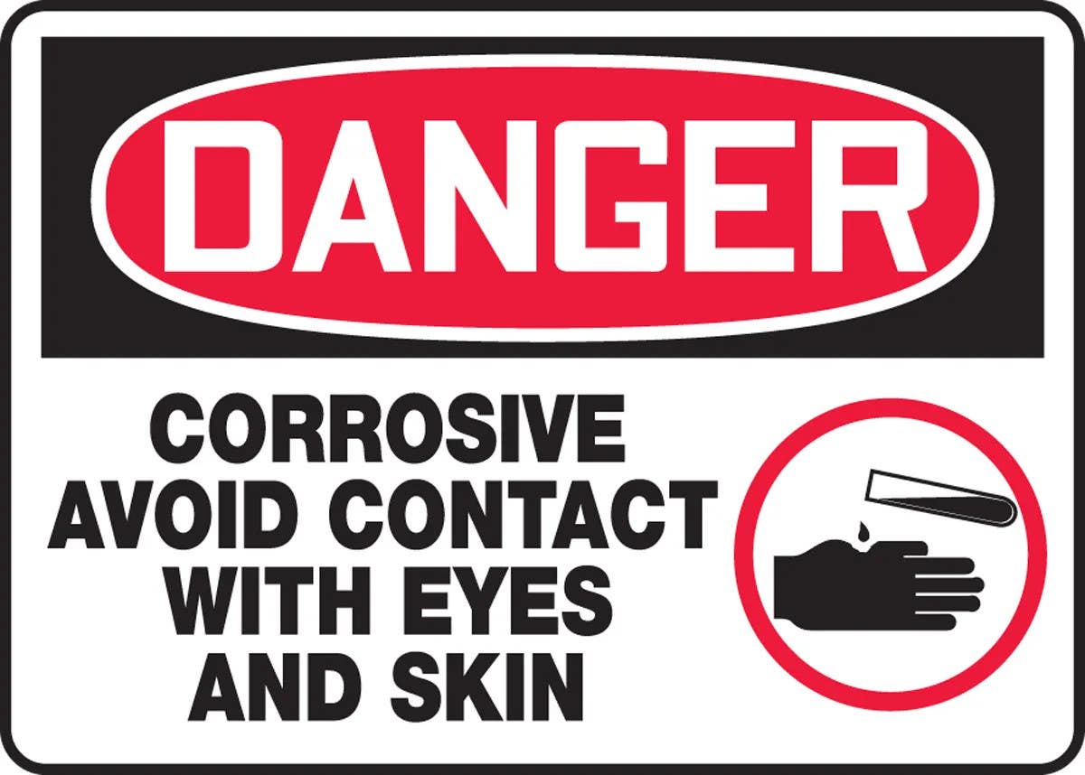 AccuformNMC MCHL120 OSHA Danger Safety Sign, Corrosive, Avoid Contact With Eyes And Skin, 10" H x 14" W
