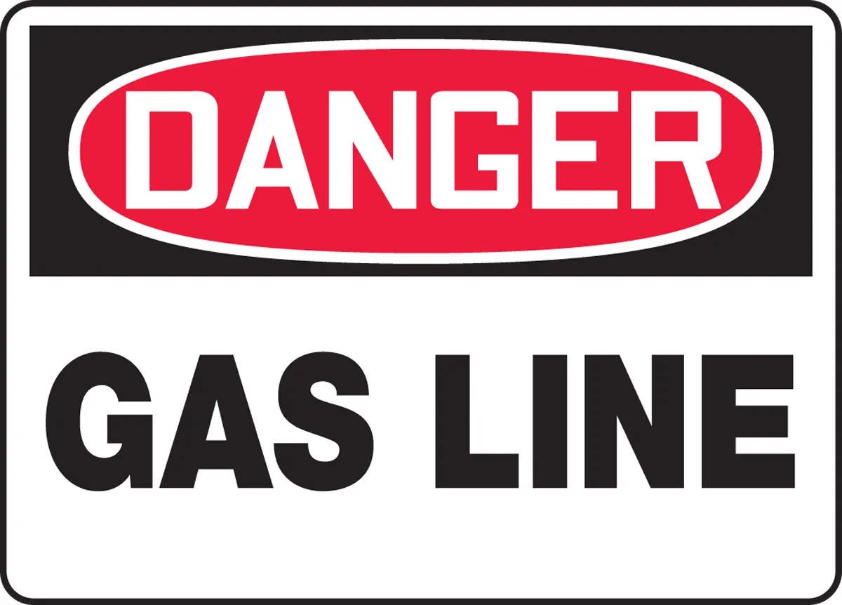 AccuformNMC MCHL128 OSHA Danger Safety Sign, Gas Line, 10" H x 14" W