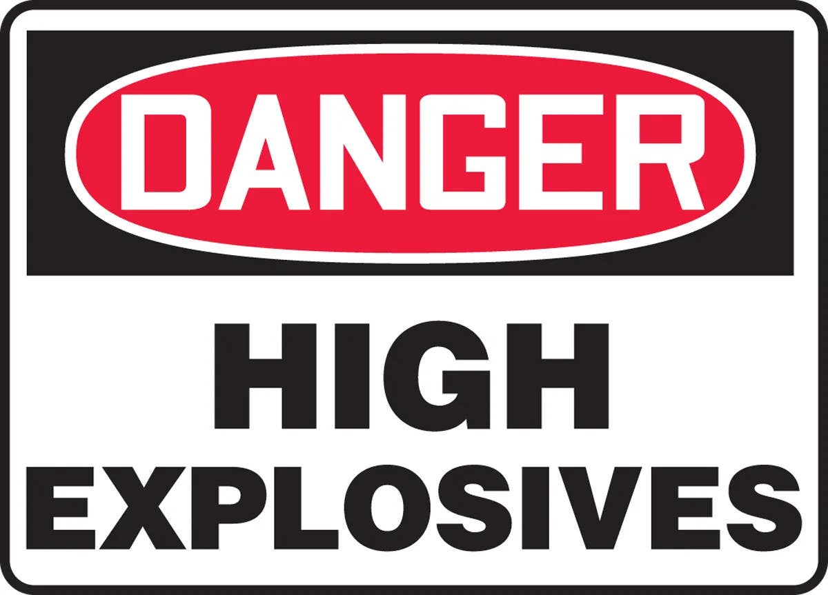 AccuformNMC MCHL130 OSHA Danger Safety Sign, High Explosives, 10" H x 14" W