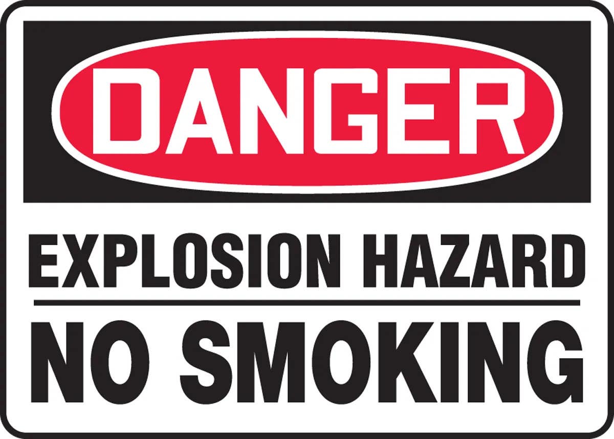 AccuformNMC MCHL138 OSHA Danger Safety Sign, Explosion Hazard No Smoking, 10" H x 14" W