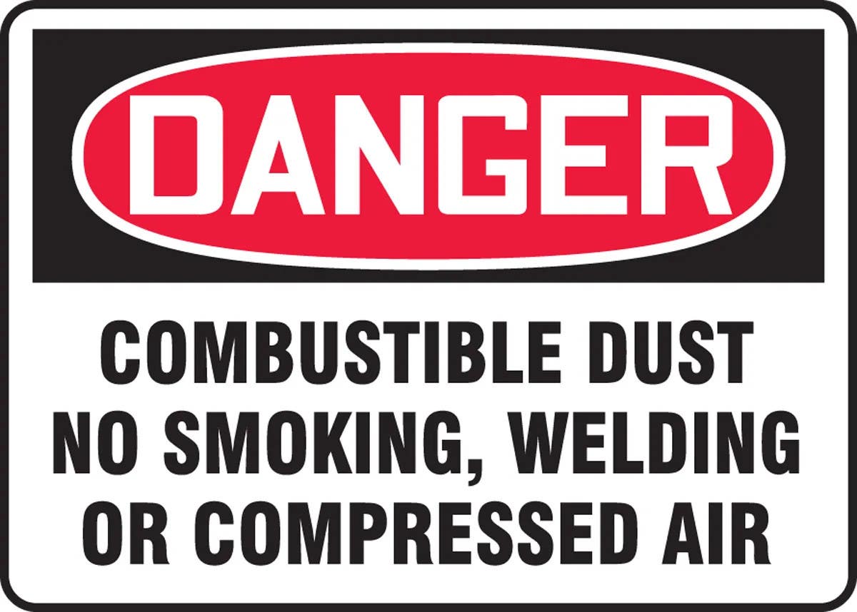 AccuformNMC MCHL23 OSHA Danger Safety Sign, Combustible Dust, No Smoking, Welding Or Compressed Air