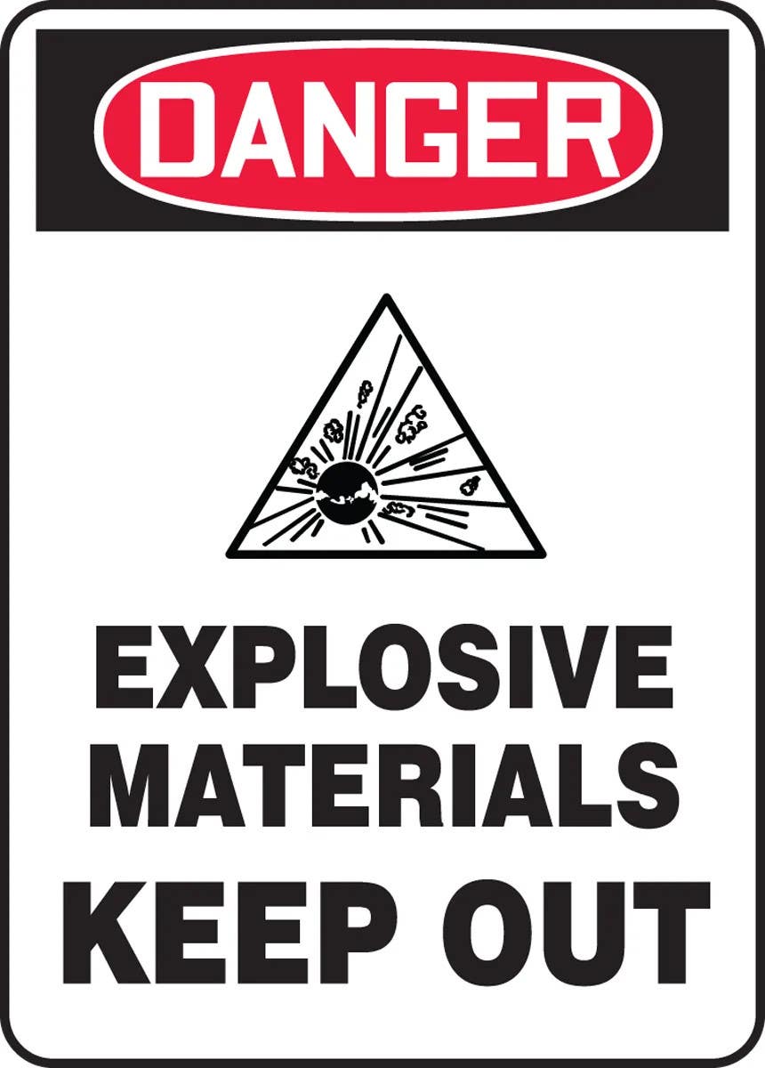 AccuformNMC MCHL2 OSHA Danger Safety Sign, Explosive Materials Keep Out