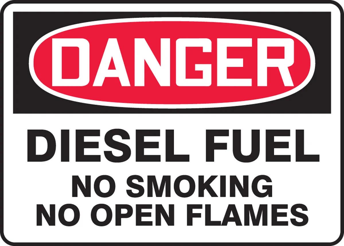 AccuformNMC MCHL2 OSHA Danger Safety Sign, Diesel Fuel, No Smoking, No Open Flames