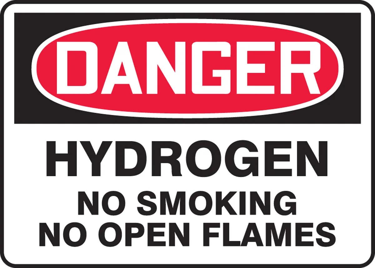 AccuformNMC MCHL272 OSHA Danger Safety Sign, Hydrogen, No Smoking, No Open Flames, 10" H x 14" W