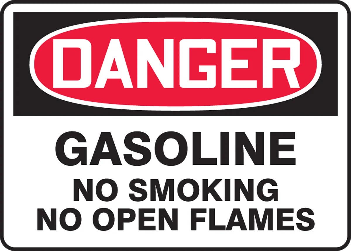 AccuformNMC MCHL274 OSHA Danger Safety Sign, Gasoline, No Smoking, No Open Flames, 10" H x 14" W
