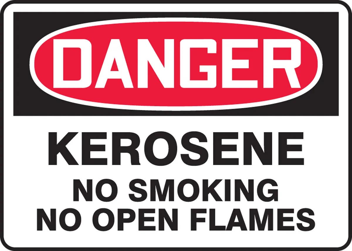 AccuformNMC MCHL275 OSHA Danger Safety Sign, Kerosene, No Smoking, No Open Flames, 10" H x 14" W