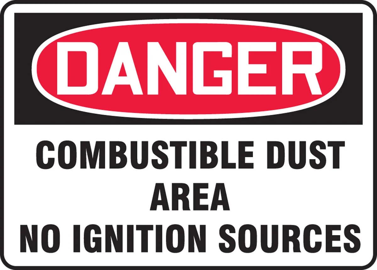 AccuformNMC MCHL2 OSHA Danger Safety Sign, Combustible Dust Area, No Ignition Sources