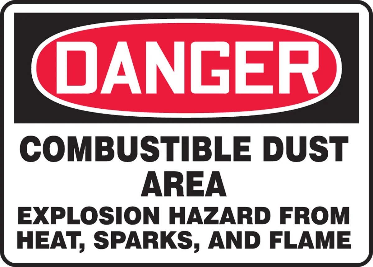 AccuformNMC MCHL2 OSHA Danger Safety Sign, Combustible Dust Area, Explosion Hazard From Heat, Sparks, And Flame